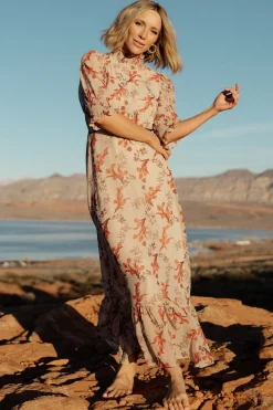 Outlet Baltic Born Marie Mock Neck Maxi Dress | Blush Floral