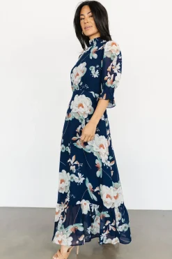 Hot Baltic Born Marie Mock Neck Maxi Dress | Navy Floral