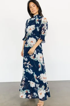 Hot Baltic Born Marie Mock Neck Maxi Dress | Navy Floral