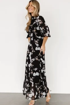 Fashion Baltic Born Marie Mock Neck Maxi Dress | Black Floral