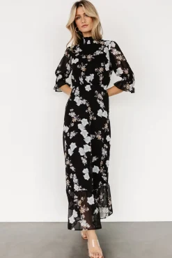 Fashion Baltic Born Marie Mock Neck Maxi Dress | Black Floral