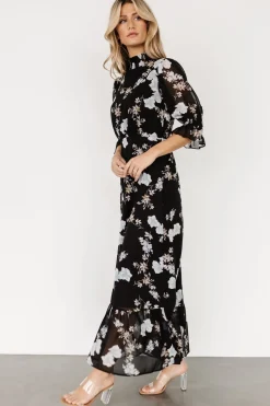 Fashion Baltic Born Marie Mock Neck Maxi Dress | Black Floral