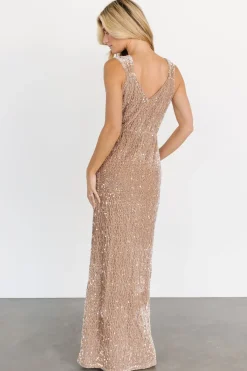 Fashion Baltic Born Marilyn Sequin Maxi Gown | Taupe Iridescent