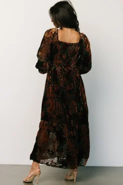 Discount Baltic Born Marlow Velvet Embossed Dress | Black Multi