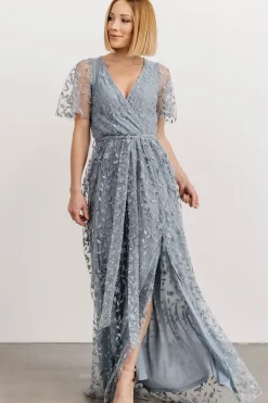 Hot Baltic Born Marseille Embossed Maxi Dress | Dusty Blue