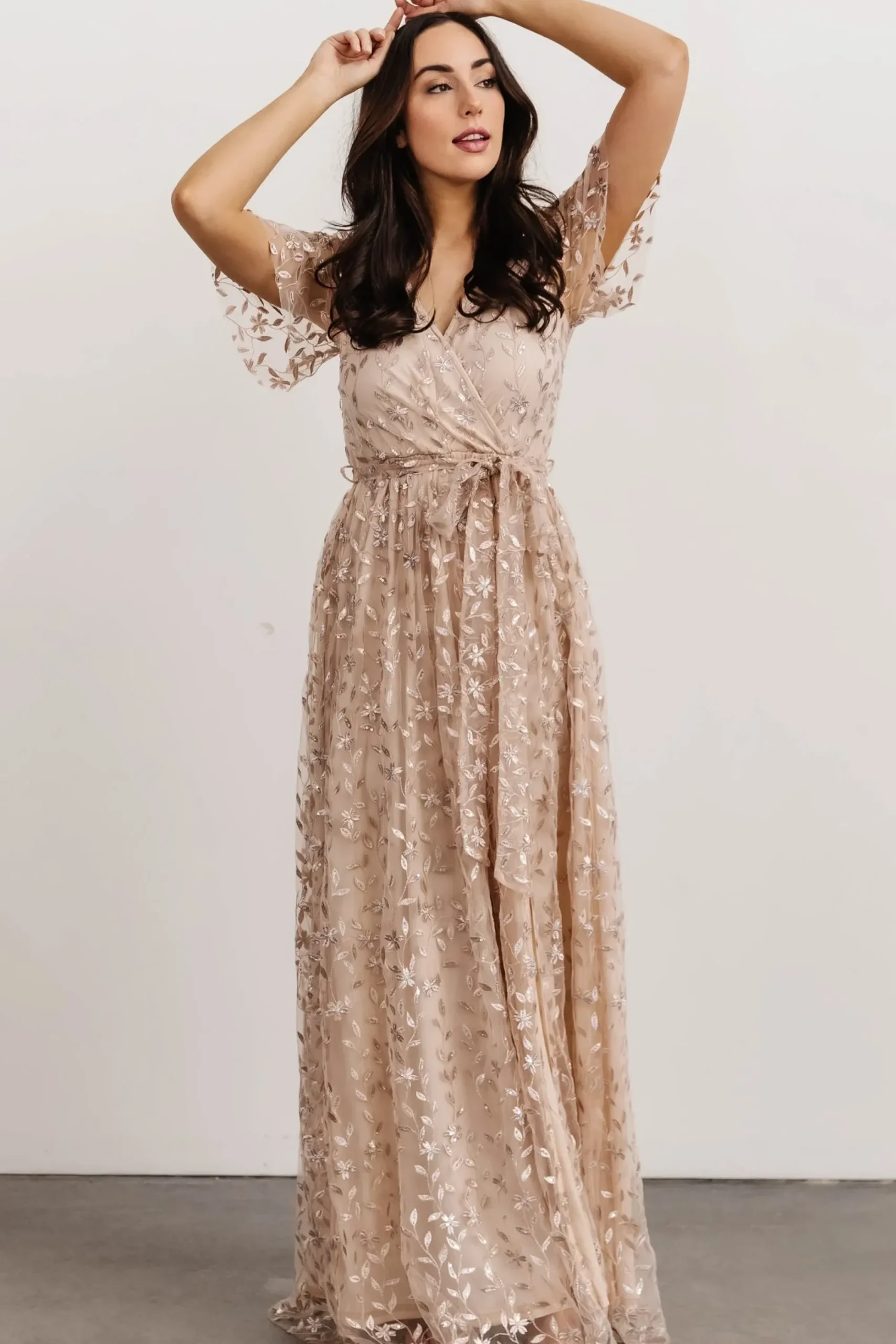 Best Baltic Born Marseille Embossed Maxi Dress | Sequin Champagne