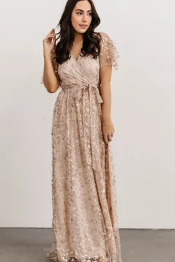 Best Baltic Born Marseille Embossed Maxi Dress | Sequin Champagne
