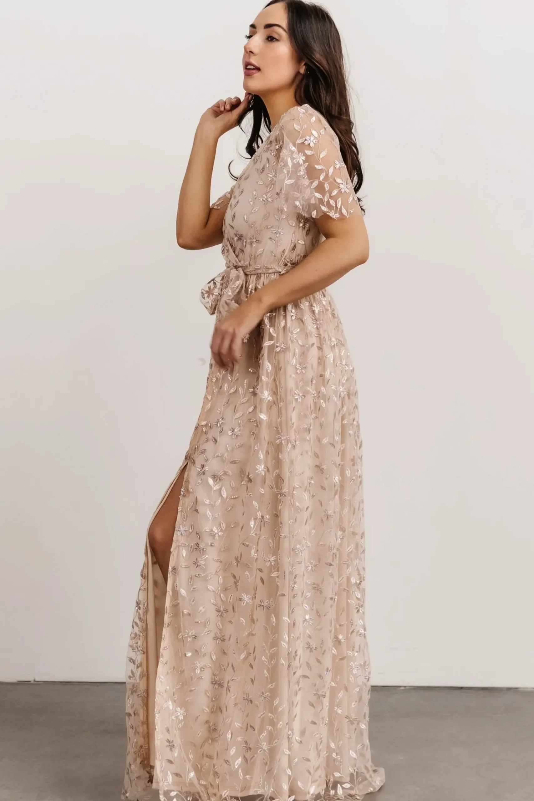 Best Baltic Born Marseille Embossed Maxi Dress | Sequin Champagne