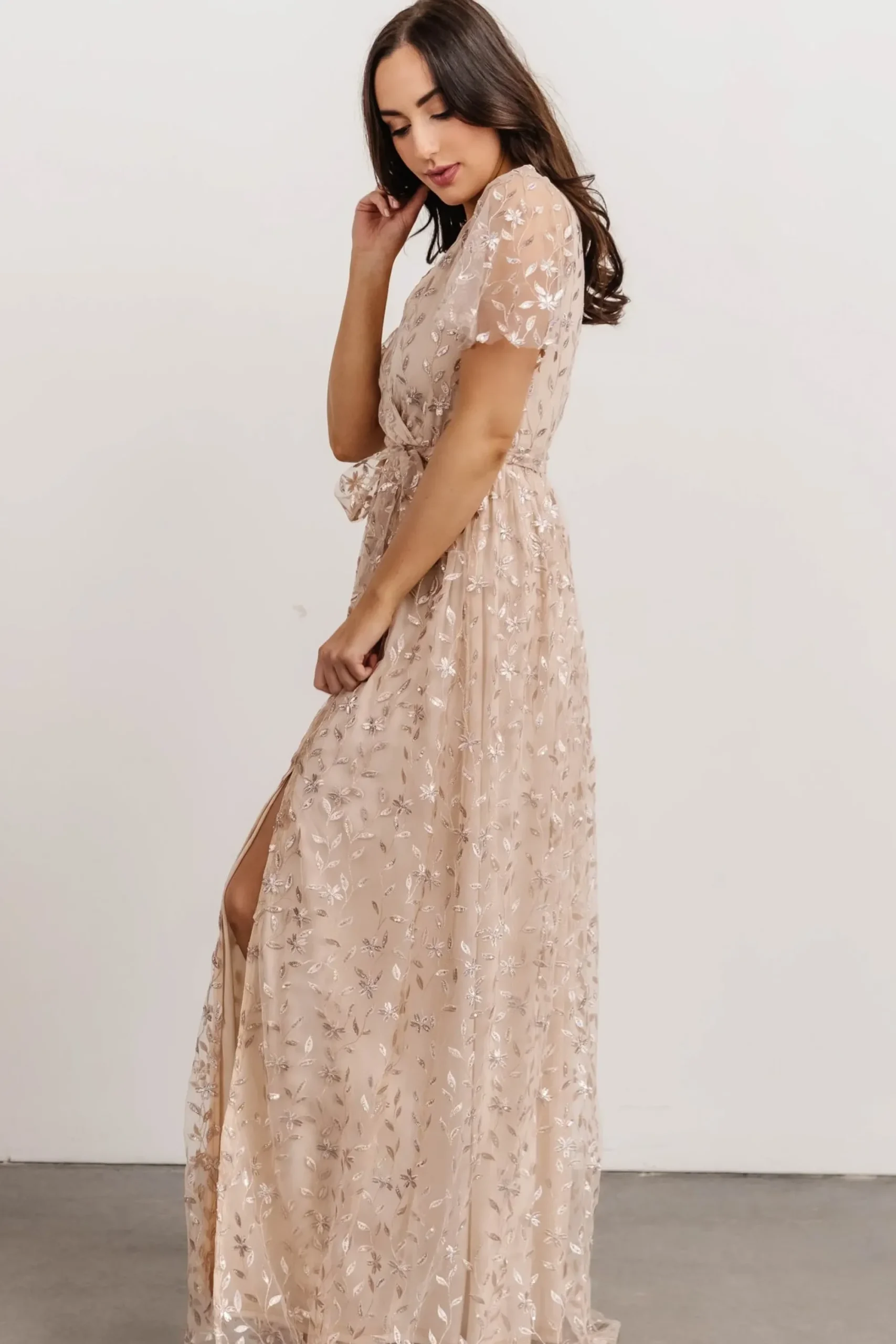Best Baltic Born Marseille Embossed Maxi Dress | Sequin Champagne