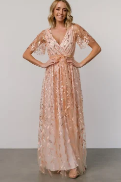 Outlet Baltic Born Marseille Embossed Maxi Dress | Rose Gold Sequin