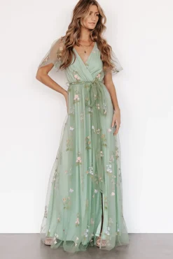Hot Baltic Born Marseille Embossed Maxi Dress | Sage Floral
