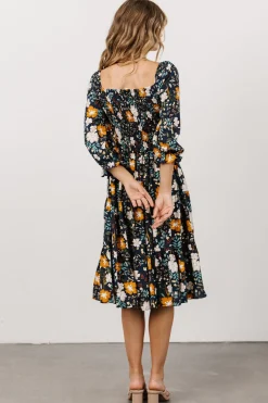 Fashion Baltic Born Marta Smocked Midi Dress | Dark Blue Vintage Floral