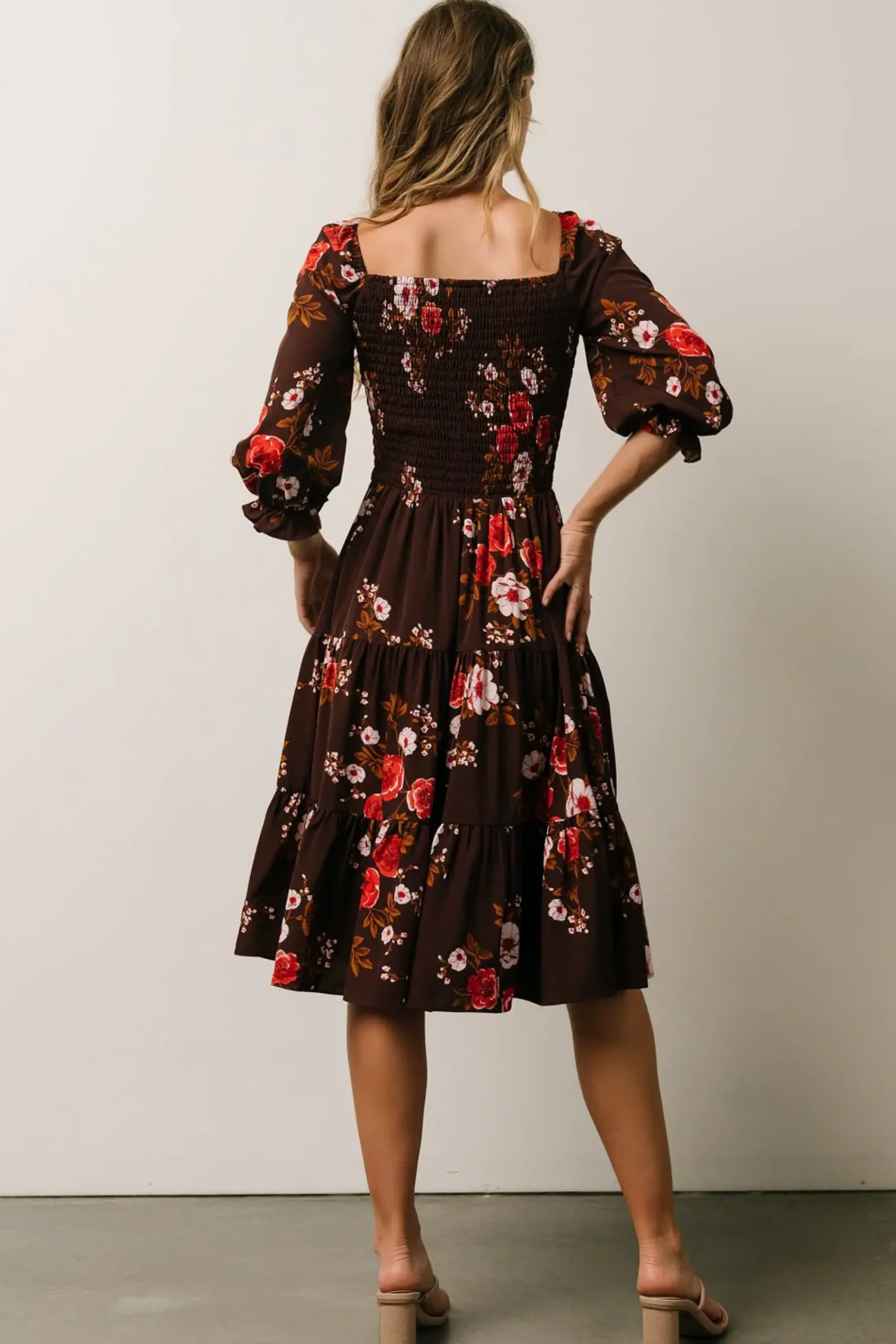 Hot Baltic Born Marta Smocked Midi Dress | Mahogany Floral