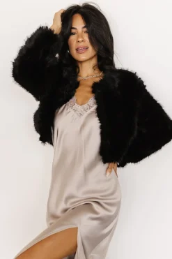 New Baltic Born Maserati Crop Faux Fur Coat | Black