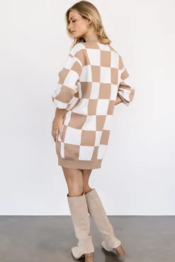 Hot Baltic Born Mattie Checkered Sweater Dress | Taupe