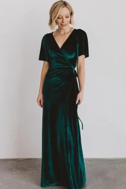 New Baltic Born Meghan Velvet Wrap Maxi Dress | Emerald