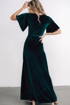 New Baltic Born Meghan Velvet Wrap Maxi Dress | Emerald