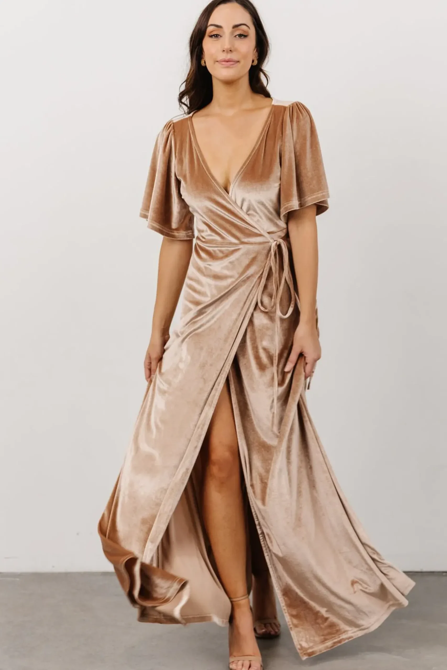 Outlet Baltic Born Meghan Velvet Wrap Maxi Dress | Champagne