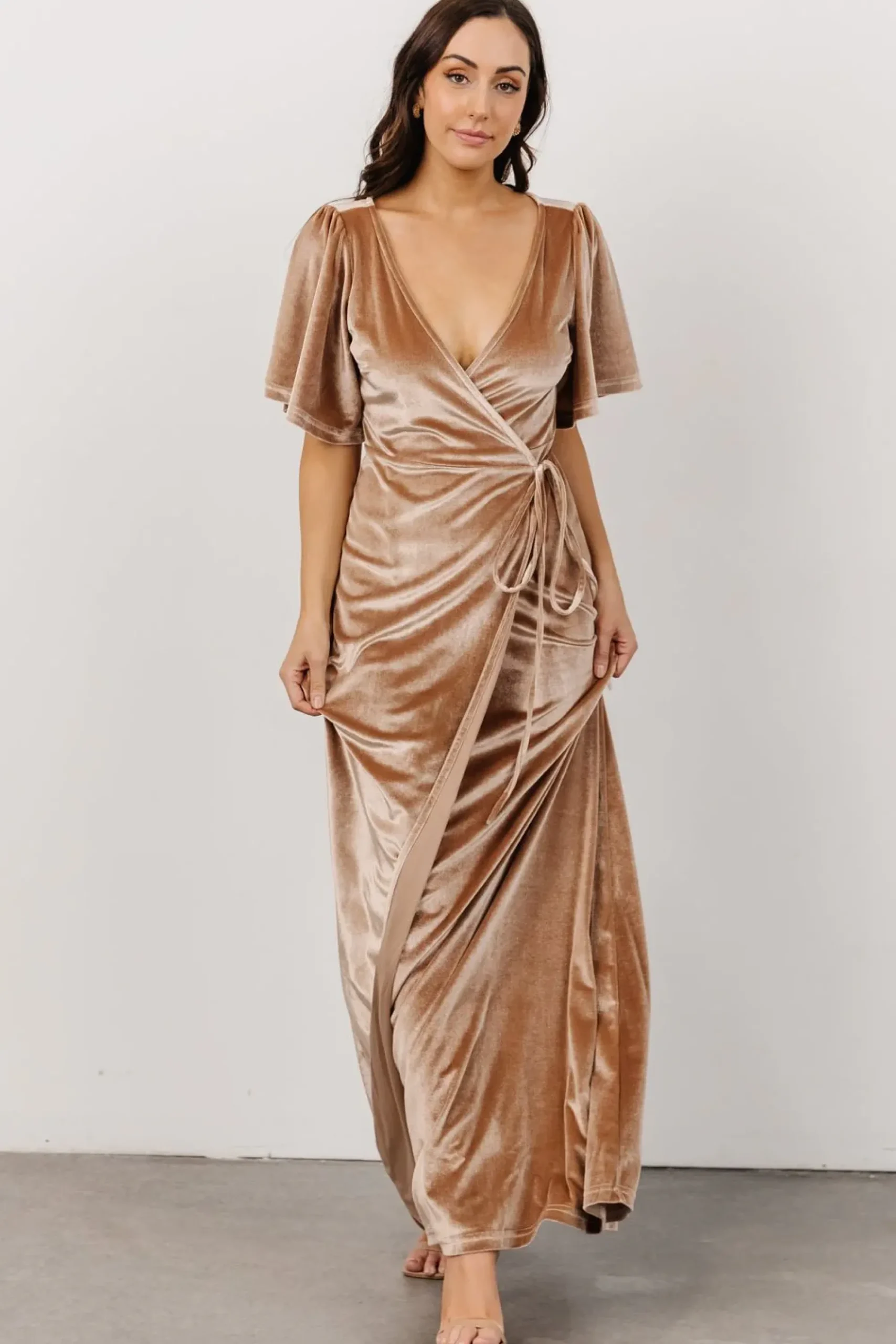 Outlet Baltic Born Meghan Velvet Wrap Maxi Dress | Champagne
