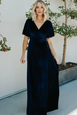 Sale Baltic Born Meghan Velvet Wrap Maxi Dress | Navy