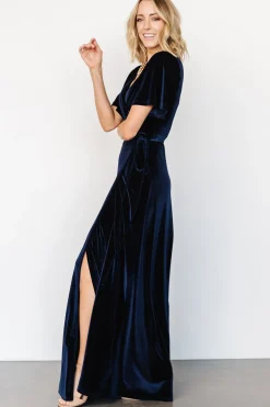 Sale Baltic Born Meghan Velvet Wrap Maxi Dress | Navy