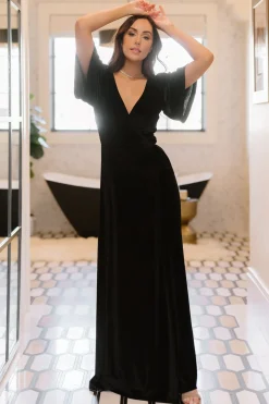 Fashion Baltic Born Meghan Velvet Wrap Maxi Dress | Black