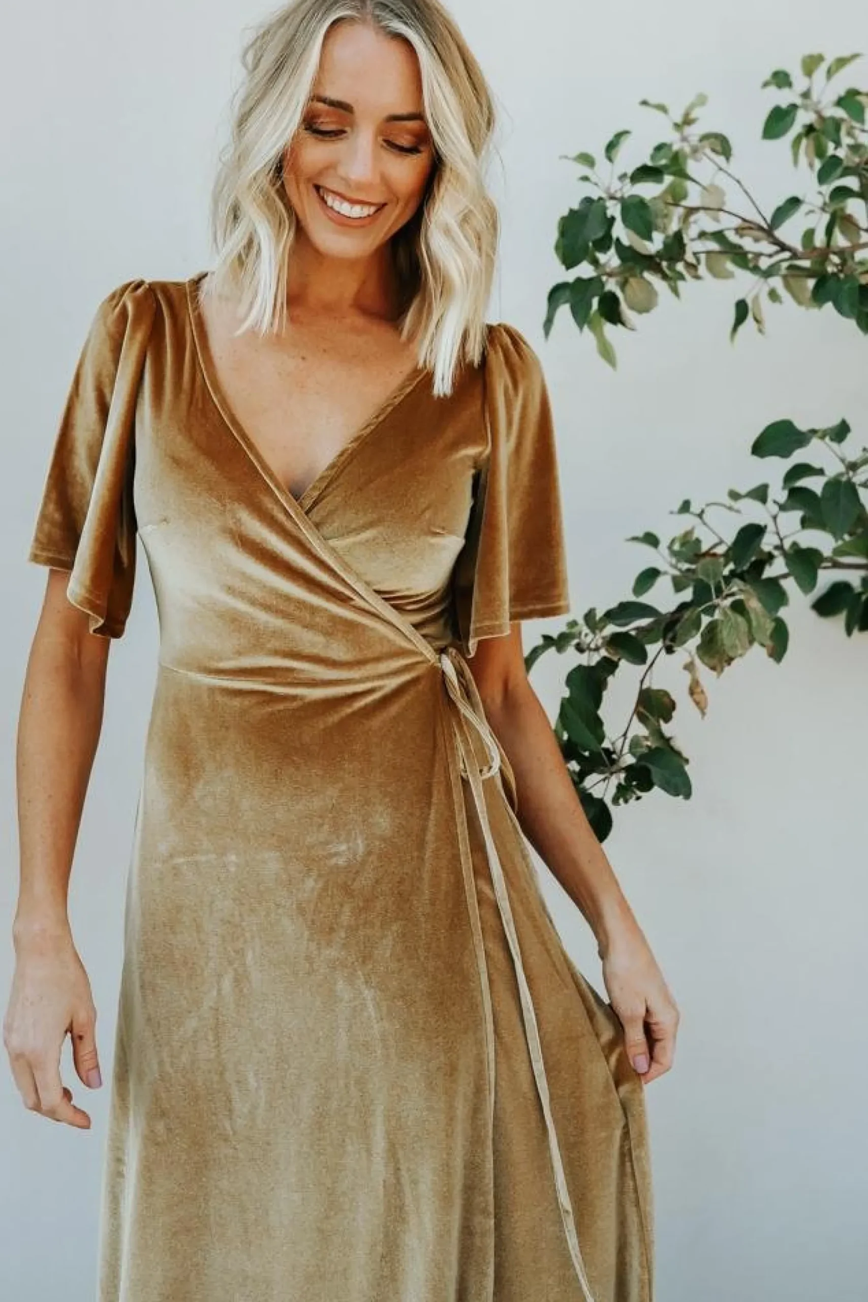 New Baltic Born Meghan Velvet Wrap Maxi Dress | Gold