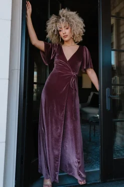 Sale Baltic Born Meghan Velvet Wrap Maxi Dress | Dusty Plum