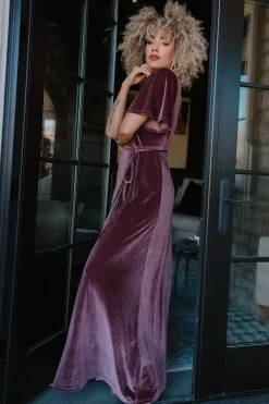 Sale Baltic Born Meghan Velvet Wrap Maxi Dress | Dusty Plum