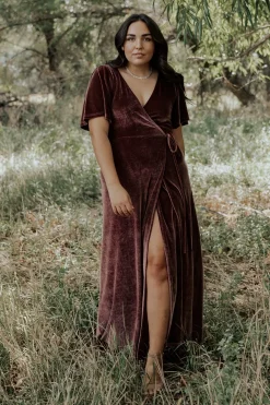 Sale Baltic Born Meghan Velvet Wrap Maxi Dress | Dusty Plum