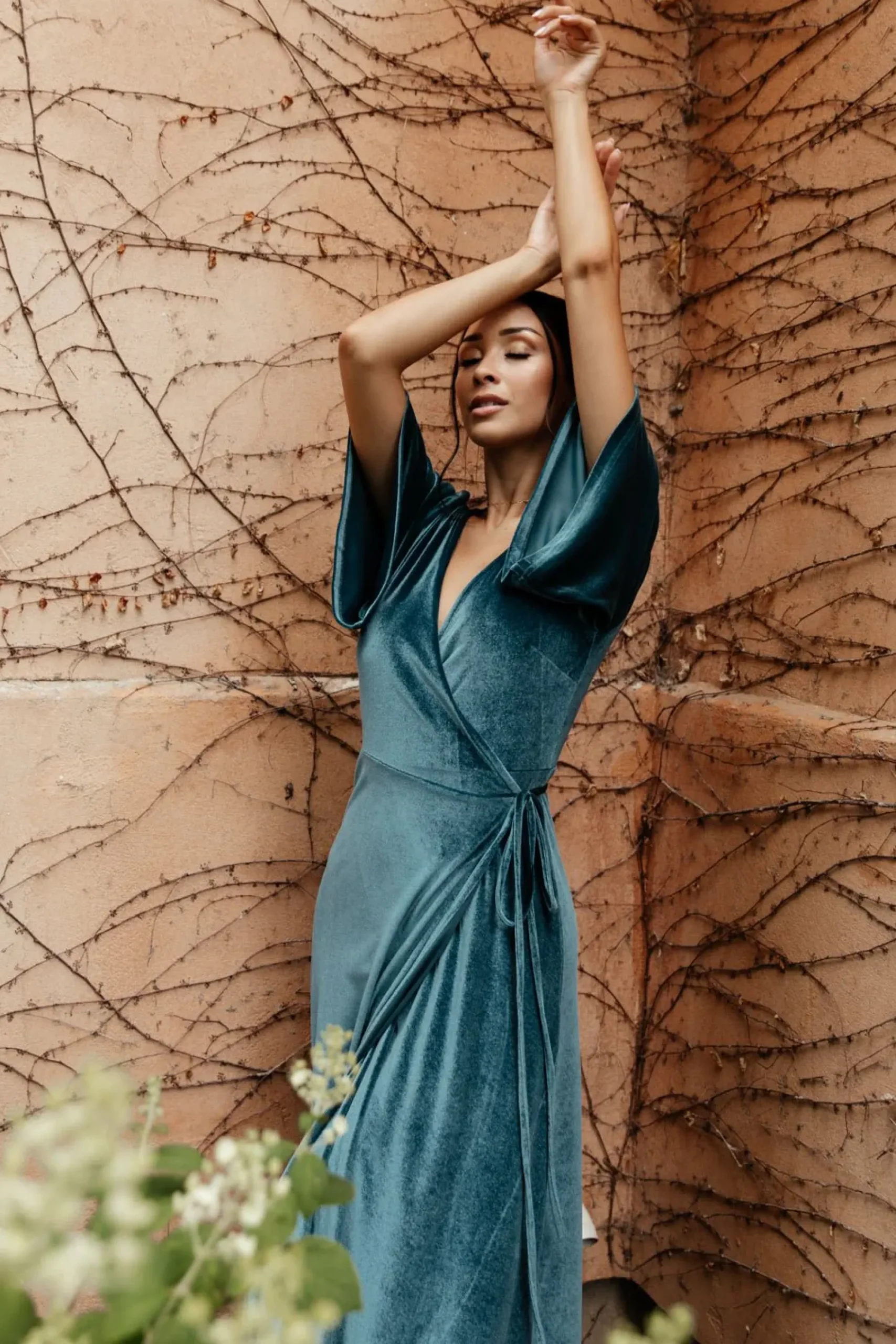 Online Baltic Born Meghan Velvet Wrap Maxi Dress | Persian Blue