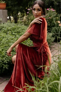 Best Baltic Born Meghan Velvet Wrap Maxi Dress | Terracotta