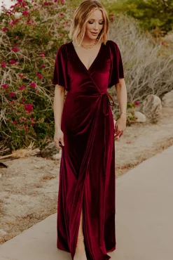 Fashion Baltic Born Meghan Velvet Wrap Maxi Dress | Mulberry