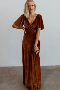 Fashion Baltic Born Meghan Velvet Wrap Maxi Dress | Spice