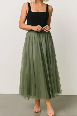 New Baltic Born Mila Tulle Skirt | Dark Sage