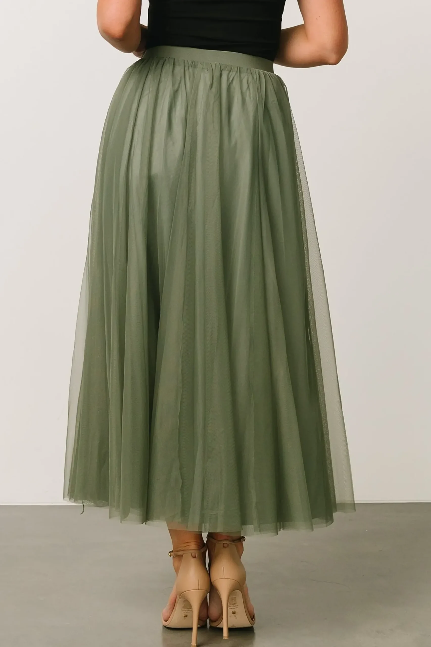 New Baltic Born Mila Tulle Skirt | Dark Sage