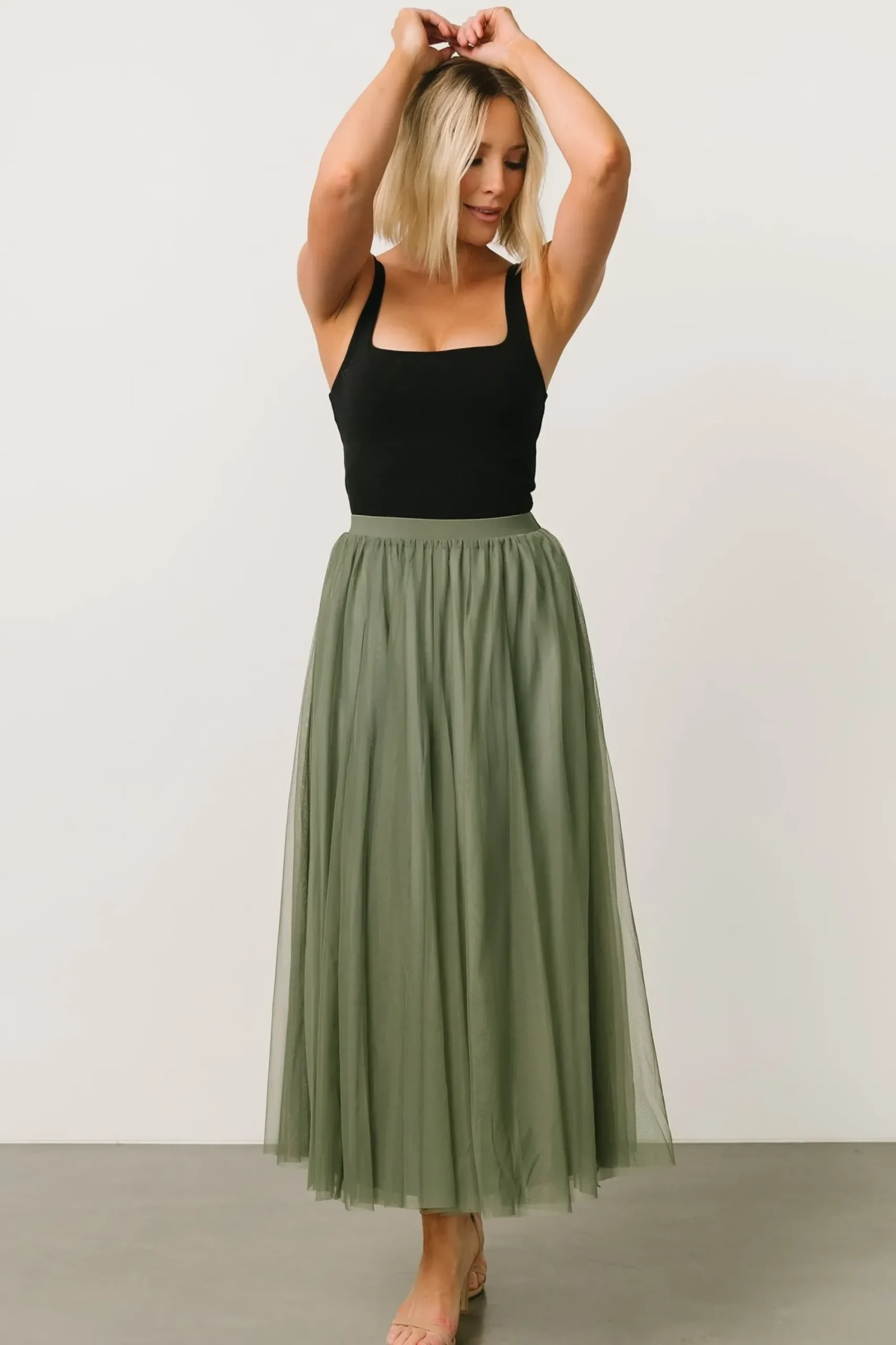 New Baltic Born Mila Tulle Skirt | Dark Sage