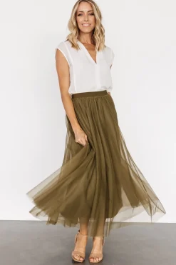 Discount Baltic Born Mila Tulle Skirt | Olive