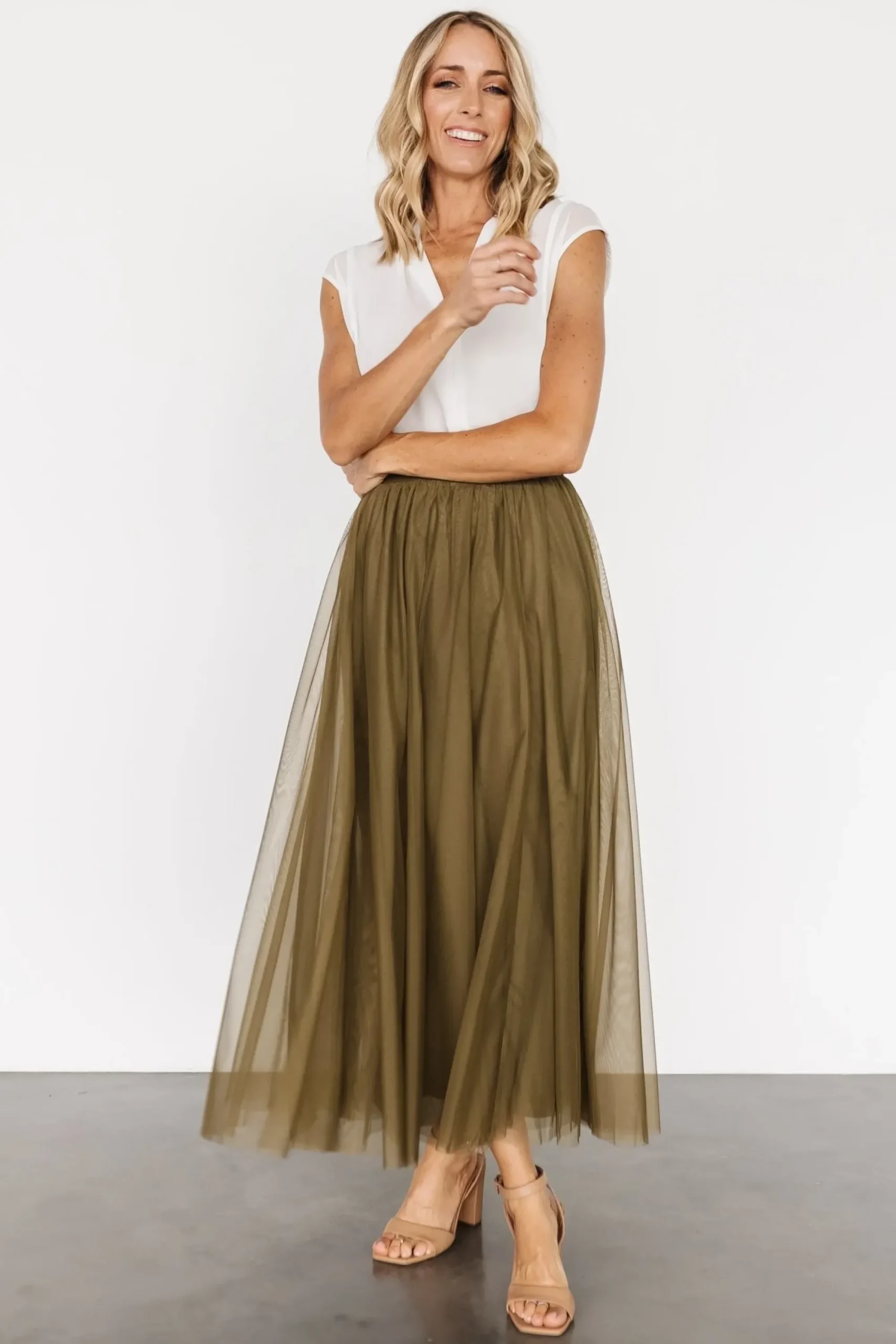 Discount Baltic Born Mila Tulle Skirt | Olive
