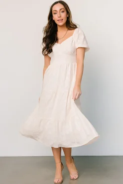 Clearance Baltic Born Mildred Embroidered Midi Dress | Vintage Cream