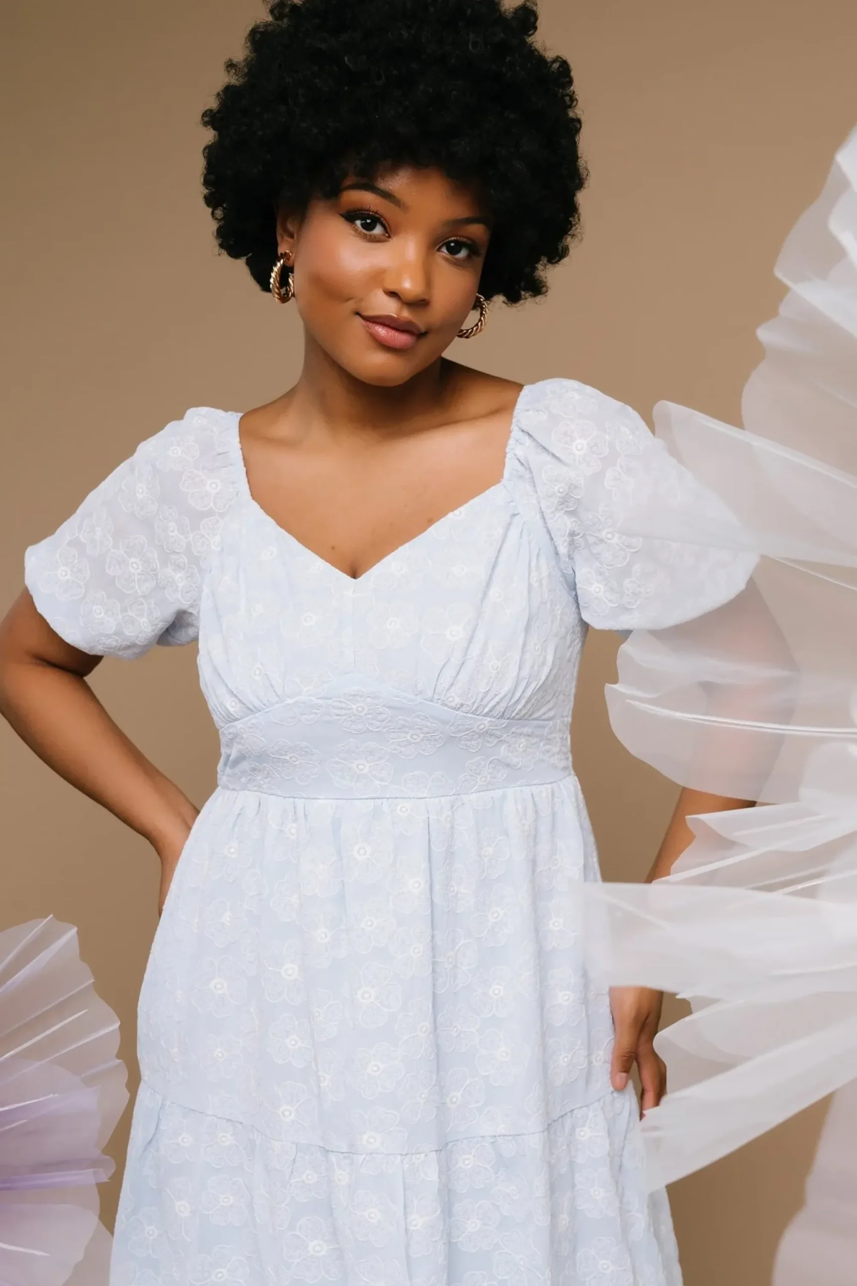 Discount Baltic Born Mildred Embroidered Midi Dress | Light Blue