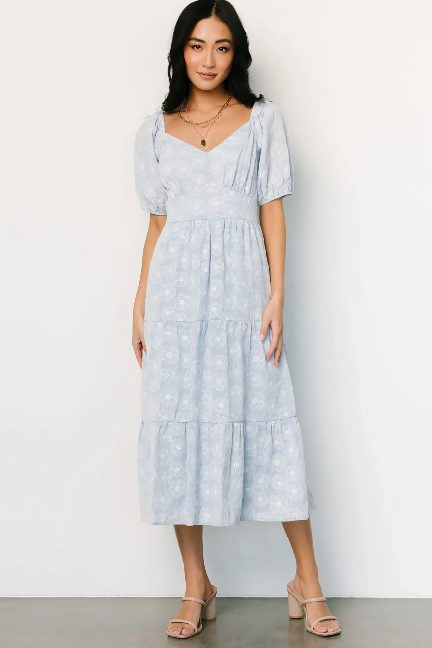 Discount Baltic Born Mildred Embroidered Midi Dress | Light Blue