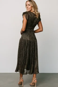 New Baltic Born Miley Pleated Shimmer Dress | Gold