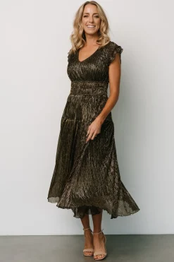 New Baltic Born Miley Pleated Shimmer Dress | Gold