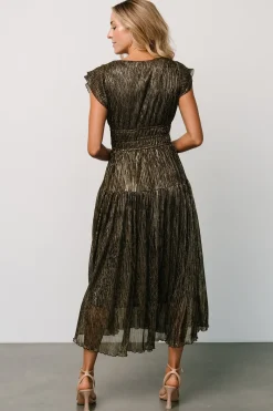 New Baltic Born Miley Pleated Shimmer Dress | Gold