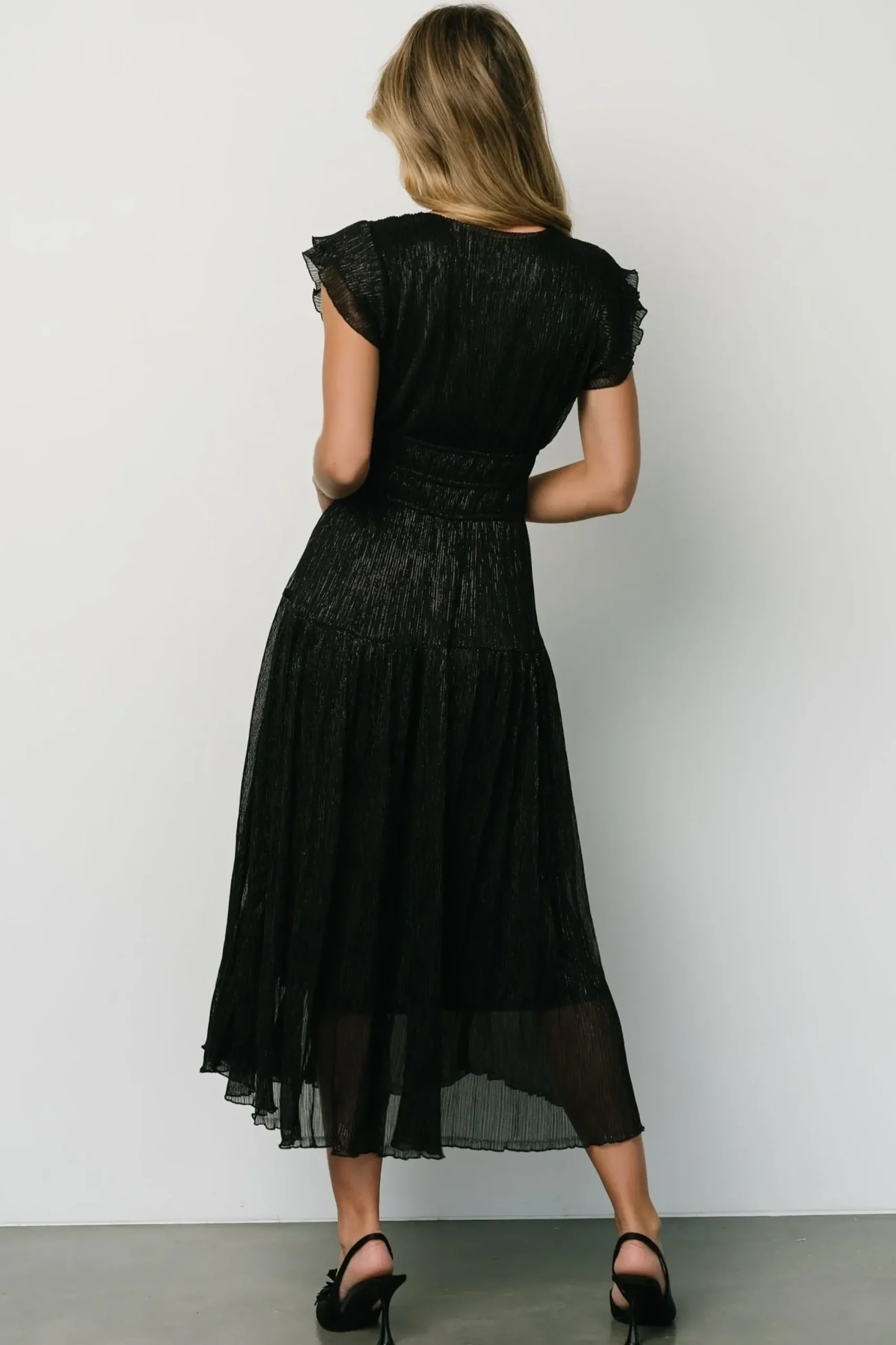 Hot Baltic Born Miley Pleated Shimmer Dress | Black
