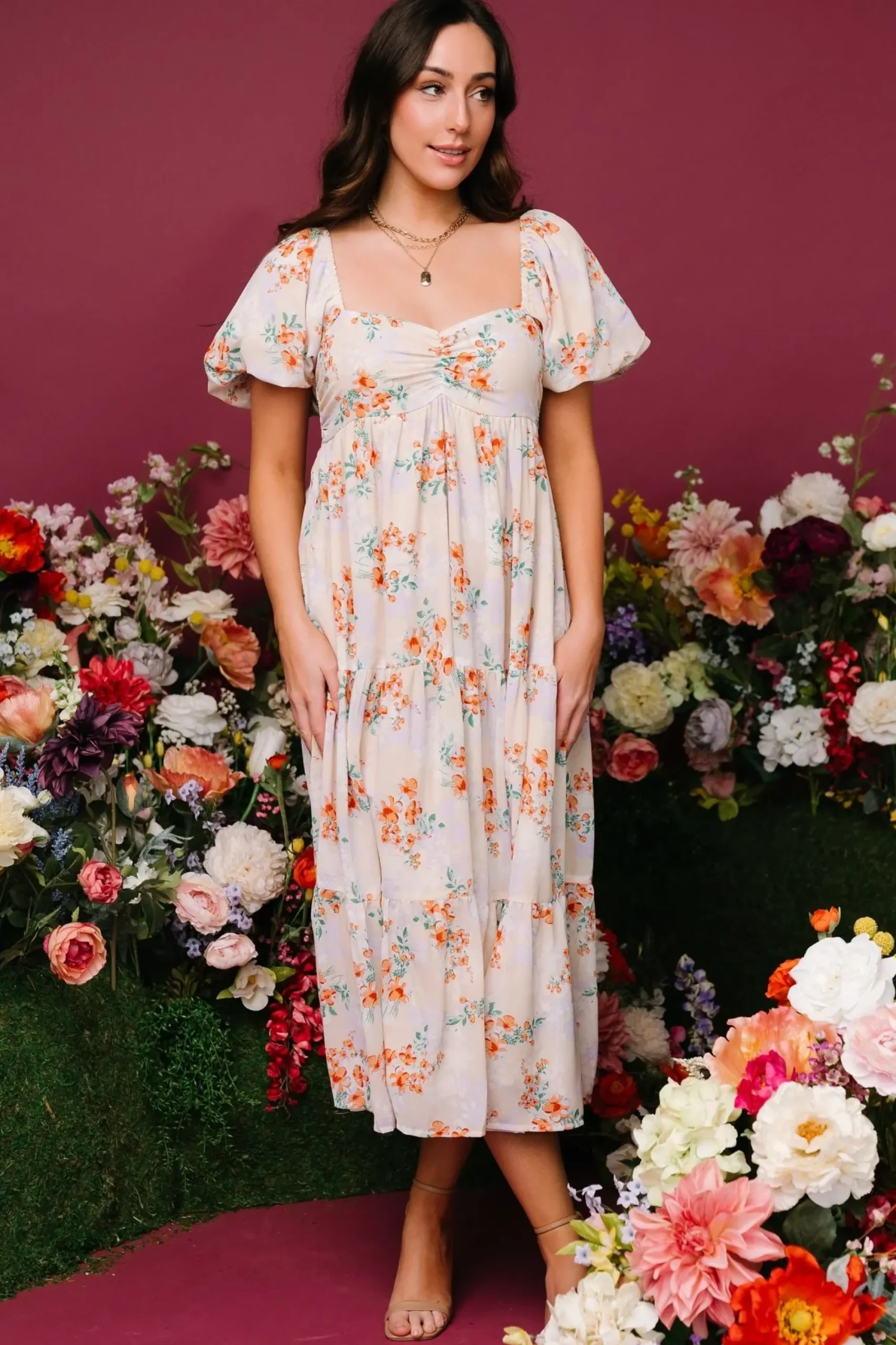 Sale Baltic Born Molly Midi Dress | Cream Floral