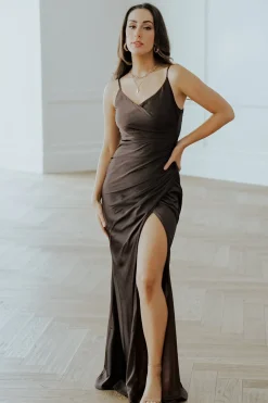 Sale Baltic Born Monet Satin Gown | Dark Brown