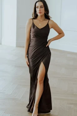 Sale Baltic Born Monet Satin Gown | Dark Brown