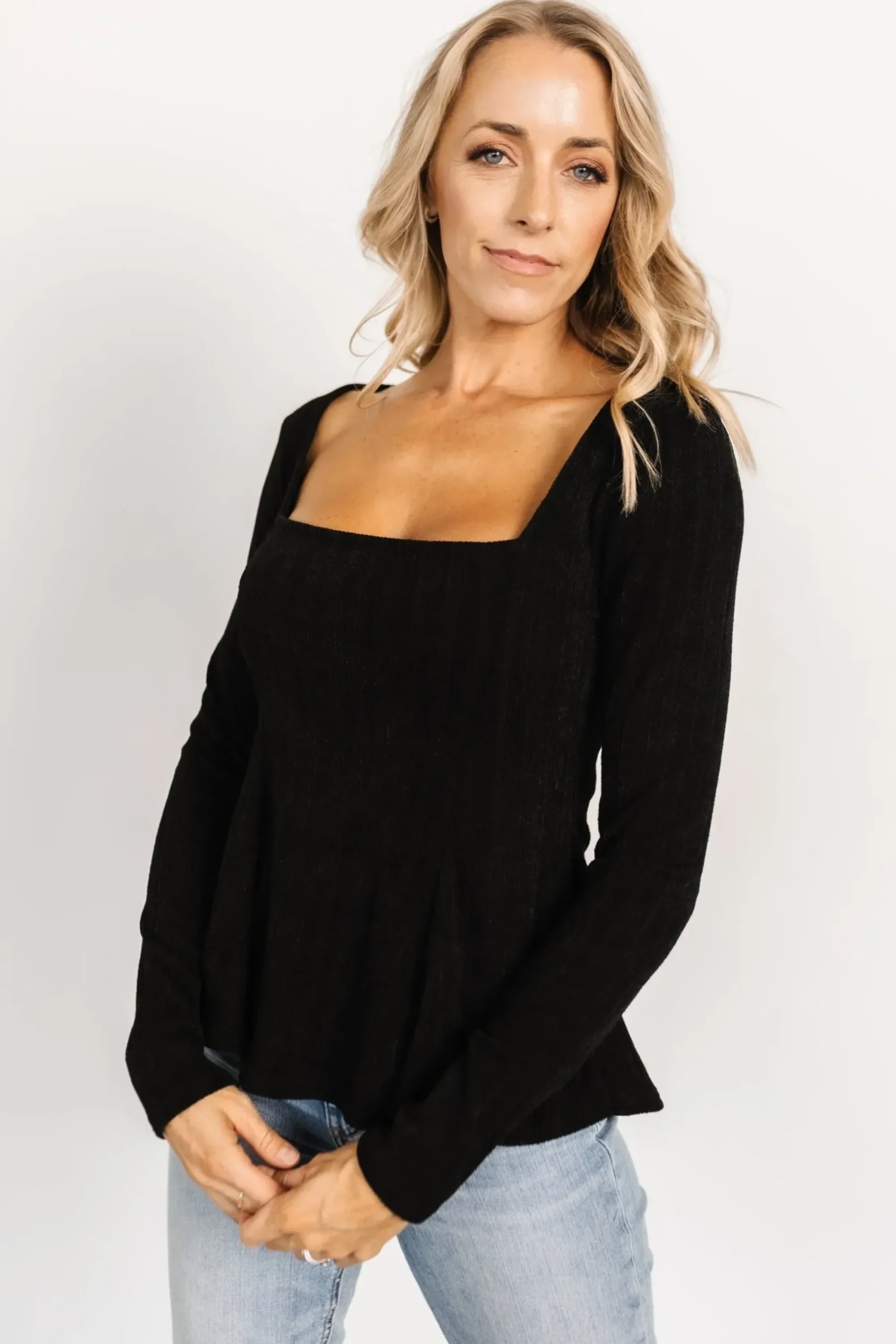 Clearance Baltic Born Murphy Square Neck Top | Black